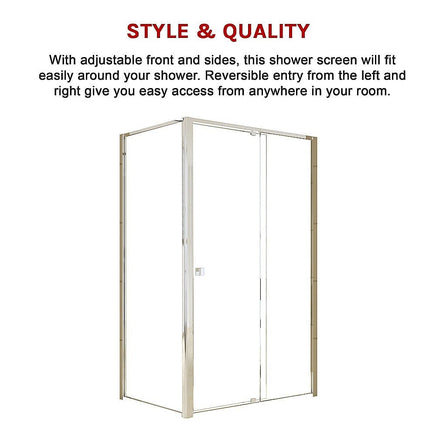 Semi Frameless Shower Screen (114~122)x 195cm & (77~80)x 195cm Side AS/NZS Glass Furniture Kings Warehouse