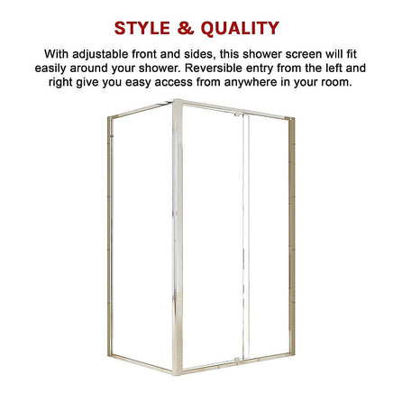 Semi Frameless Shower Screen (114~122)x 195cm & (89~92)x 195cm Side AS/NZS Glass Furniture Kings Warehouse