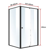 Semi Frameless Shower Screen (114~122)x 195cm & (98~101)x195cm Side AS/NZS Glass Kings Warehouse