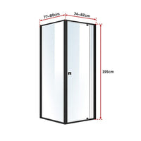 Semi Frameless Shower Screen (74~82)x 195cm & (77~80)x 195cm Side AS/NZS Glass Furniture Kings Warehouse