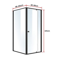 Semi Frameless Shower Screen (82~90)x 195cm & (98~101)x 195cm Side AS/NZS Glass Kings Warehouse