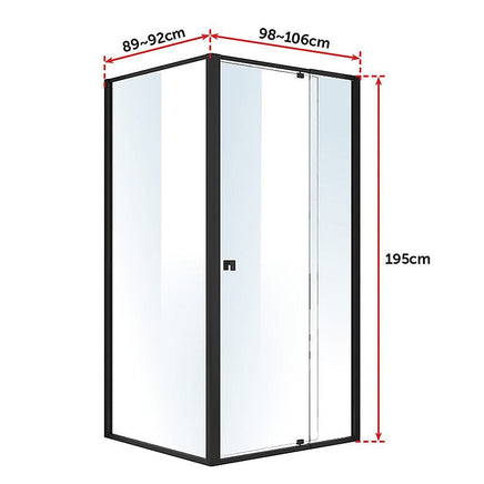 Semi Frameless Shower Screen (98~106)x 195cm & (89~92)x 195cm Side AS/NZS Glass Furniture Kings Warehouse