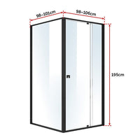 Semi Frameless Shower Screen (98~106)x 195cm & (98~101)x 195cm Side AS/NZS Glass Kings Warehouse