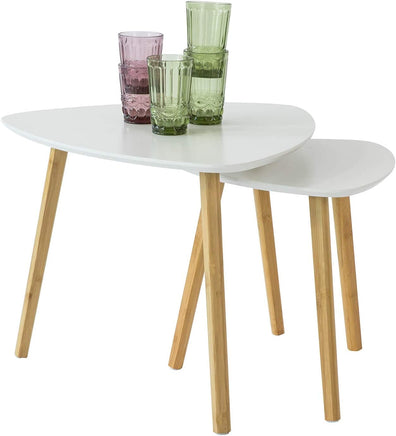 Set of 2 White Side Nesting Tables Kings Warehouse