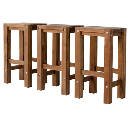 Set of 3 natural bar stools Kings Warehouse