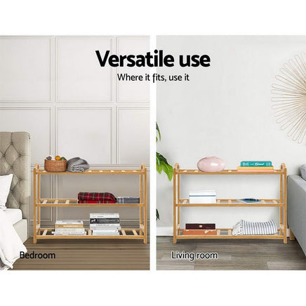 Shoe Rack Bamboo Shoe Storage 3-tier 9 Pairs Furniture Kings Warehouse
