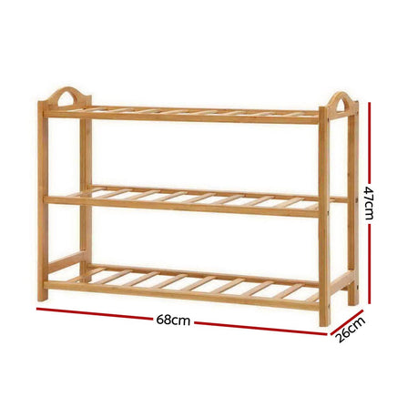 Shoe Rack Bamboo Shoe Storage 3-tier 9 Pairs Furniture Kings Warehouse