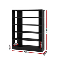 Shoe Rack Cabinet 30 Pairs 6-Tier Shelf Black Furniture Kings Warehouse