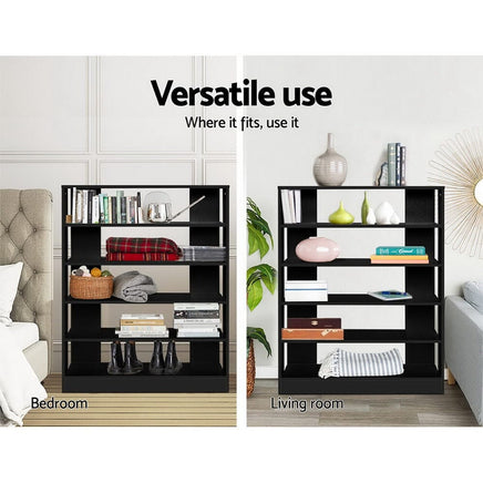 Shoe Rack Cabinet 30 Pairs 6-Tier Shelf Black Furniture Kings Warehouse