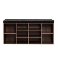 Shoe Rack Cabinet Bench 10 Cubes - Walnut Furniture Kings Warehouse
