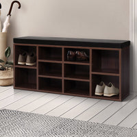 Shoe Rack Cabinet Bench 10 Cubes - Walnut Furniture Kings Warehouse