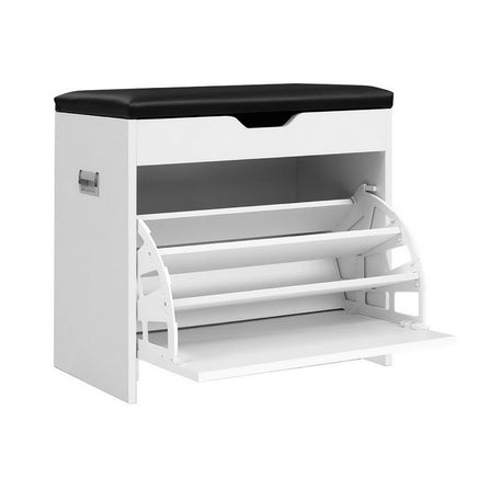 Shoe Rack Cabinet Bench 3-tier 15 Pairs White Furniture Kings Warehouse