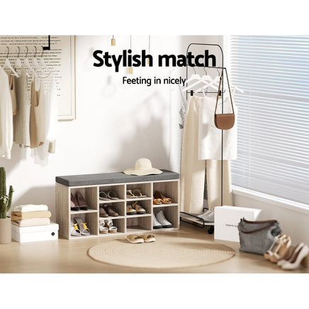 Shoe Rack Cabinet Shoe Bench Fabric Seat Pine BOA Furniture Kings Warehouse