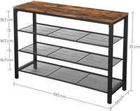 Shoe Rack with 3 Mesh Shelves Rustic Brown and Black Furniture Kings Warehouse
