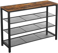 Shoe Rack with 3 Mesh Shelves Rustic Brown and Black Furniture Kings Warehouse