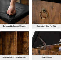 Shoe Storage Bench with Padded Cushion,Flip-Open Storage Box and Adjustable Shelf for Entryway and Living Room Kings Warehouse