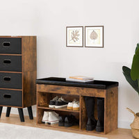 Shoe Storage Bench with Padded Cushion,Flip-Open Storage Box and Adjustable Shelf for Entryway and Living Room Kings Warehouse