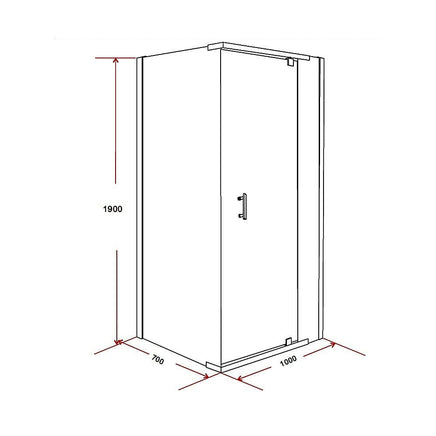 Shower Screen 1000x700x1900mm Framed Safety Glass Pivot Door By Della Francesca Furniture Kings Warehouse