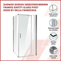 Shower Screen 1000x700x1900mm Framed Safety Glass Pivot Door By Della Francesca Kings Warehouse 
