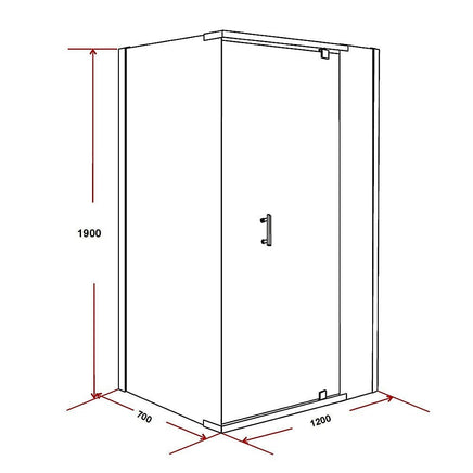 Shower Screen 1200x700x1900mm Framed Safety Glass Pivot Door By Della Francesca Furniture Kings Warehouse