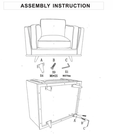 Single Seater Armchair Faux Leather Sofa Modern Lounge Accent Chair in Brown with Wooden Frame Furniture Kings Warehouse