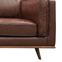 Single Seater Armchair Faux Leather Sofa Modern Lounge Accent Chair in Brown with Wooden Frame Furniture Kings Warehouse