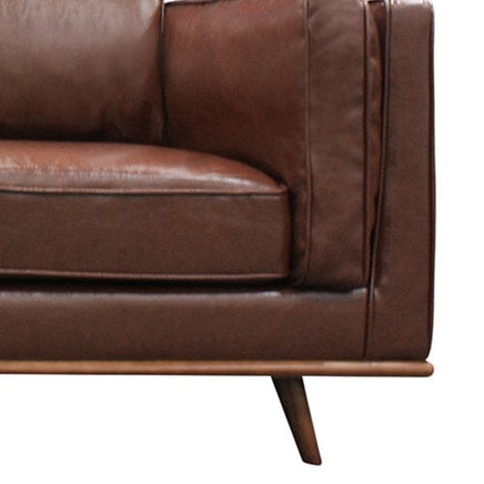 Single Seater Armchair Faux Leather Sofa Modern Lounge Accent Chair in Brown with Wooden Frame Furniture Kings Warehouse