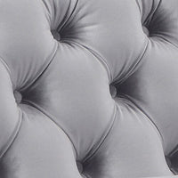 Single Seater Grey Sofa Classic Armchair Button Tufted in Velvet Fabric with Metal Legs Furniture Kings Warehouse