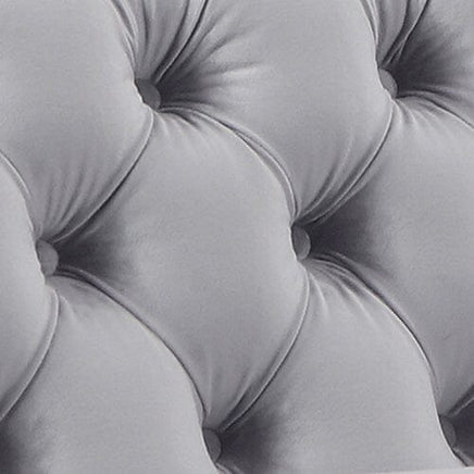 Single Seater Grey Sofa Classic Armchair Button Tufted in Velvet Fabric with Metal Legs Furniture Kings Warehouse