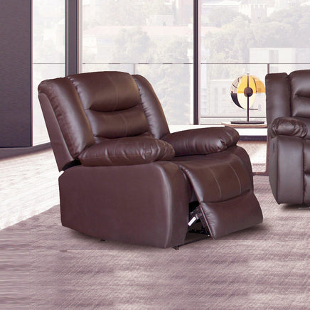 Single Seater Recliner Sofa Chair In Faux Leather Lounge Couch Armchair in Brown Furniture Kings Warehouse