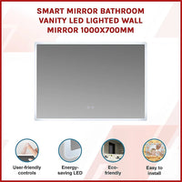 Smart Mirror Bathroom Vanity LED Lighted Wall Mirror 1000x700mm Health & Beauty Kings Warehouse