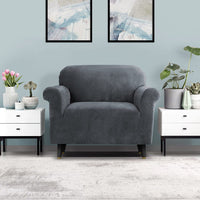 Sofa Cover Couch Covers 1 Seater Velvet Grey Furniture Kings Warehouse