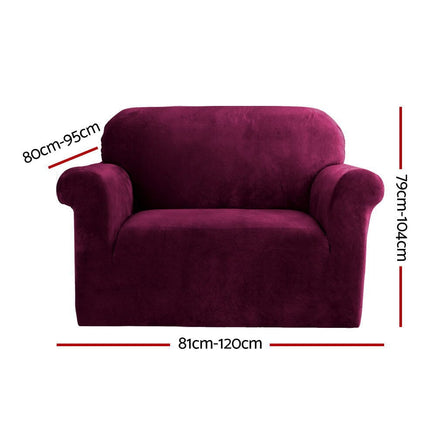 Sofa Cover Couch Covers 1 Seater Velvet Ruby Red Furniture Kings Warehouse