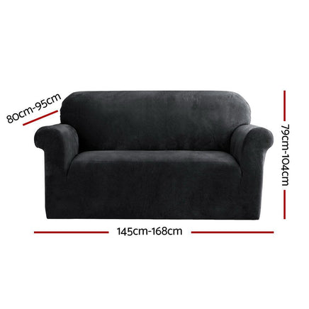Sofa Cover Couch Covers 2 Seater Velvet Black Furniture Kings Warehouse