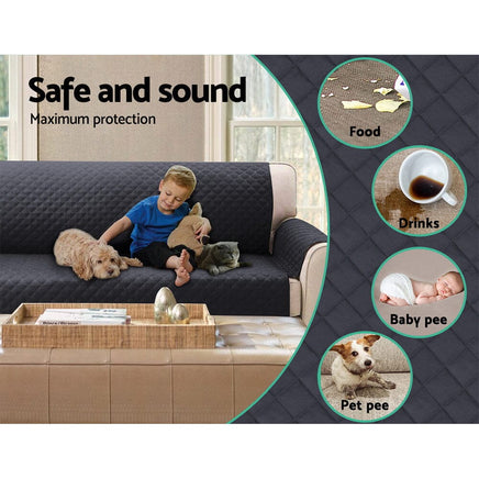 Sofa Cover Couch Covers 3 Seater 100% Water Resistant Dark Grey Furniture Kings Warehouse