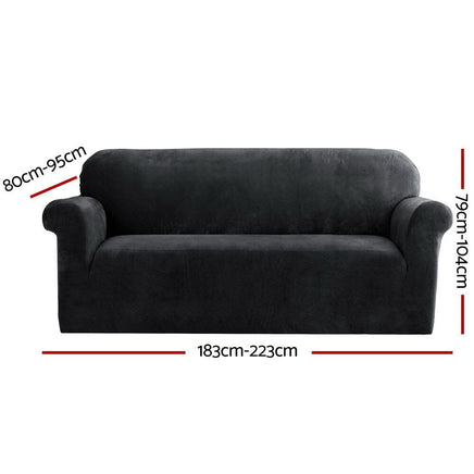 Sofa Cover Couch Covers 3 Seater Velvet Black Furniture Kings Warehouse