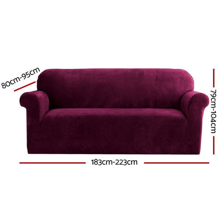 Sofa Cover Couch Covers 3 Seater Velvet Ruby Red Furniture Kings Warehouse