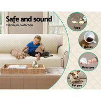 Sofa Cover Couch Covers 4 Seater 100% Water Resistant Beige Furniture Kings Warehouse