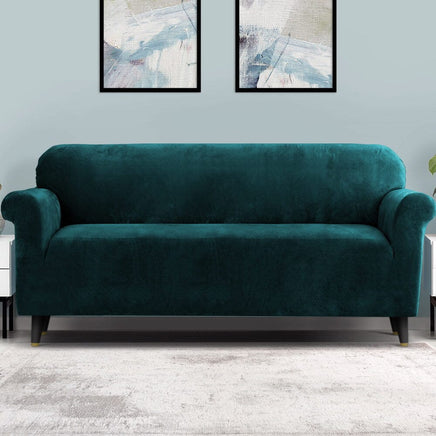Sofa Cover Couch Covers 4 Seater Velvet Agate Green Furniture Kings Warehouse