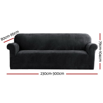 Sofa Cover Couch Covers 4 Seater Velvet Black Furniture Kings Warehouse