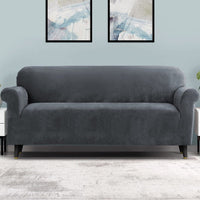 Sofa Cover Couch Covers 4 Seater Velvet Grey Furniture Kings Warehouse