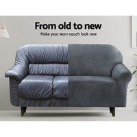 Sofa Cover Couch Covers 4 Seater Velvet Grey Furniture Kings Warehouse