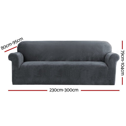 Sofa Cover Couch Covers 4 Seater Velvet Grey Furniture Kings Warehouse