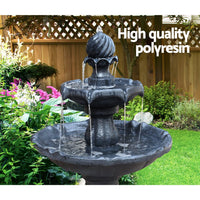 Solar Water Feature 3-Tier Fountain with Pump Kit Bird Bath 93CM Black Home & Garden Kings Warehouse