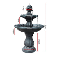 Solar Water Feature 3-Tier Fountain with Pump Kit Bird Bath 93CM Black Home & Garden Kings Warehouse