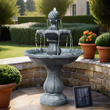 Solar Water Feature 3-Tier Fountain with Pump Kit Bird Bath 93CM Black Home & Garden Kings Warehouse