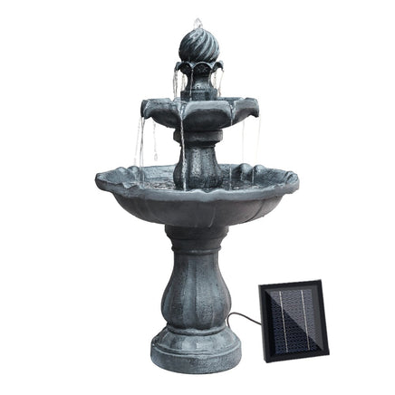 Solar Water Feature 3-Tier Fountain with Pump Kit Bird Bath 93CM Black Home & Garden Kings Warehouse