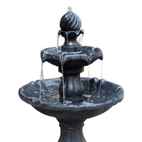 Solar Water Feature 3-Tier Fountain with Pump Kit Bird Bath 93CM Black Home & Garden Kings Warehouse