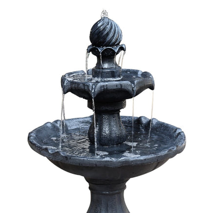Solar Water Feature 3-Tier Fountain with Pump Kit Bird Bath 93CM Black Home & Garden Kings Warehouse