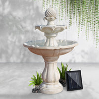 Solar Water Feature 3-Tier Fountain with Pump Kit Bird Bath 93CM Ivory Home & Garden Kings Warehouse